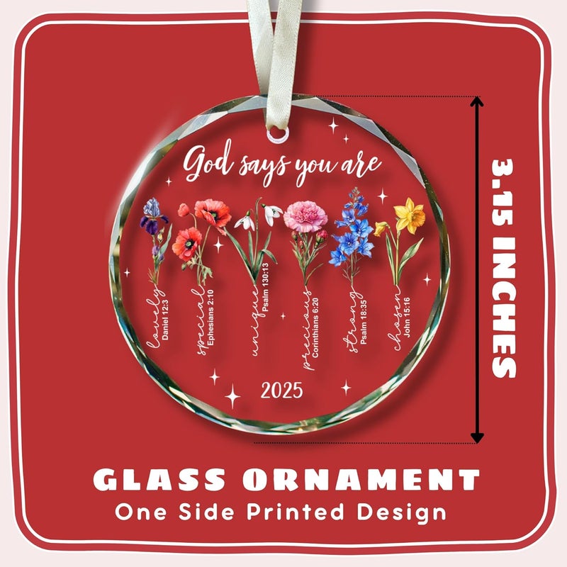TEEBIM Christian Christmas Ornaments - Religious Christmas Ornaments for Women - Christian Gifts for Women - Religious Bible Verse Jesus Inspirational Faith Ornament for Tree - Glass Ornament - Image 2